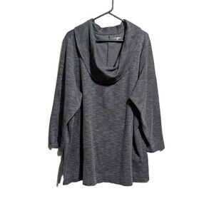 Catherines Top Women's 2X (22/24) Charcoal Knit Pullover Cowl Neck Lagenlook